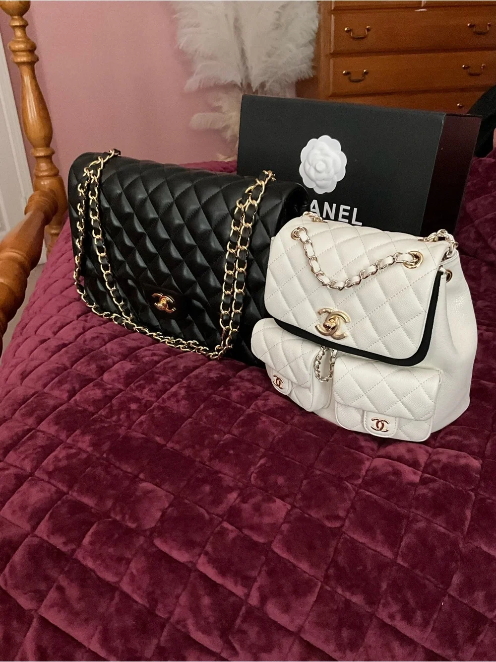 White Quilted Women’s Shoulder Bag with Gold Hardware
